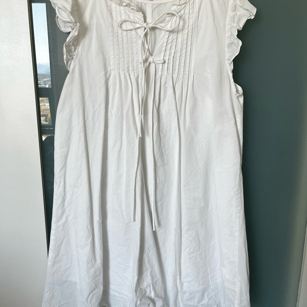 White Ruffle Sleeve Dress
